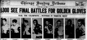 Image on the front page of the Chicago Tribune of the 1929 Chicago Golden Gloves champions.
